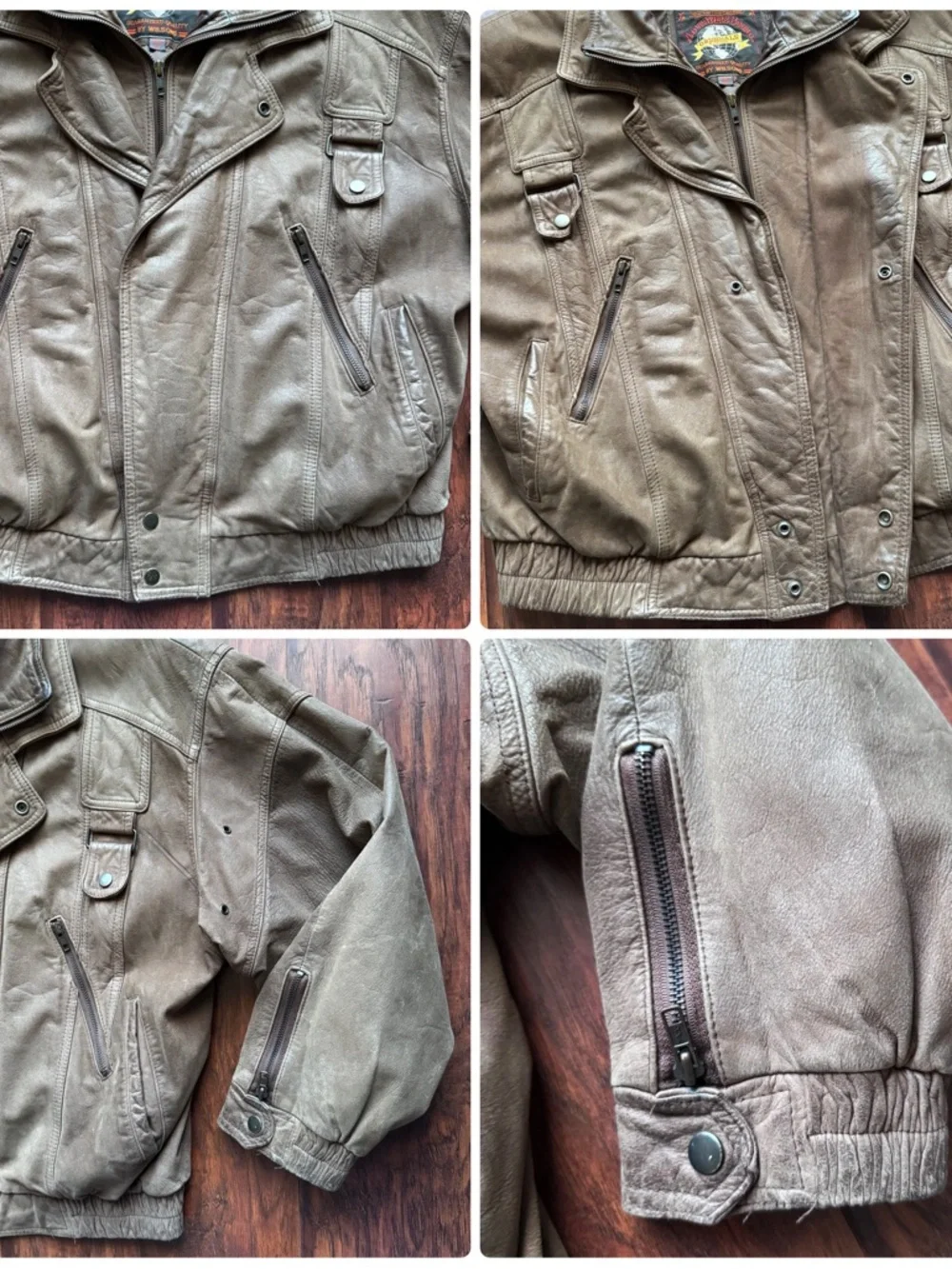 Vtg Wilsons Men's Brown Leather Bomber Jacket XL Top Gun Lived In Patina -AS IS-